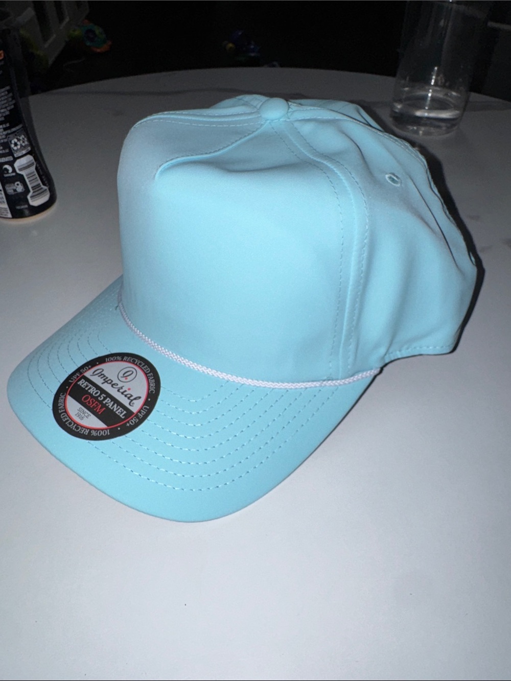 Blank sky blue w/ white rope imperial SnapBack
